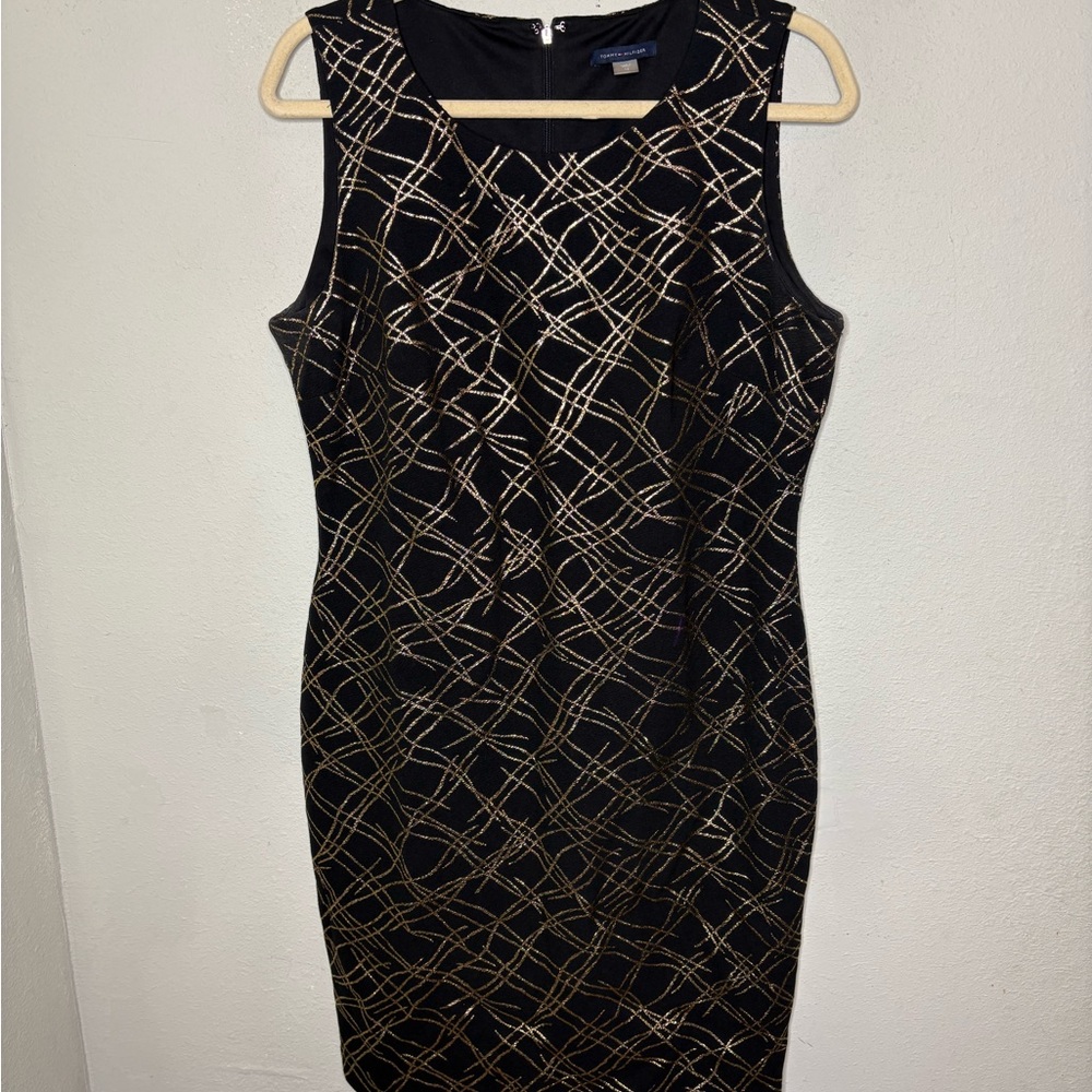 Tommy Hilfiger Black and Gold Dress Size 12